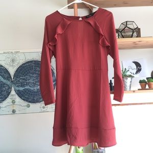 XS Dark Coral Long Sleeve dress